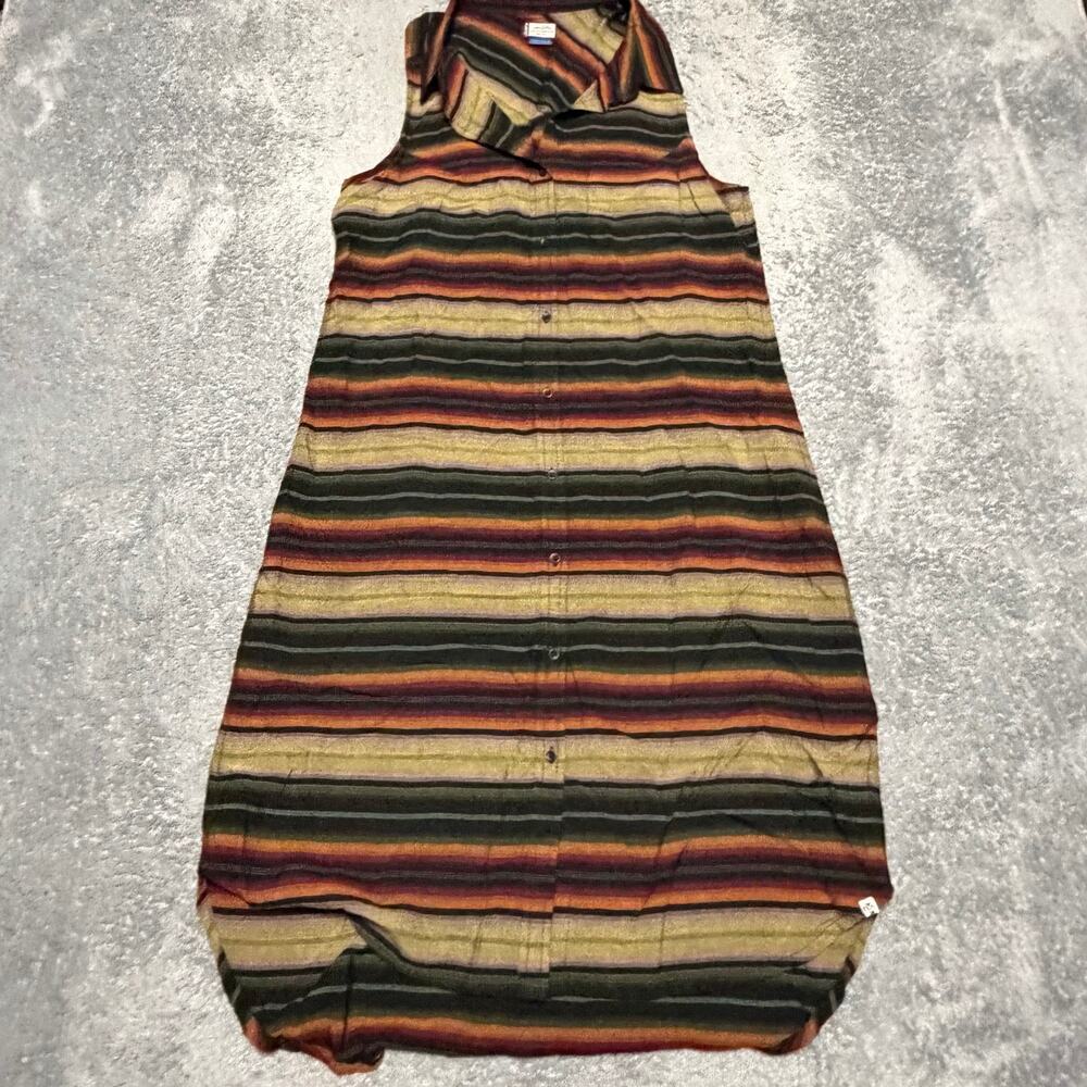 KAVU Sleeveless Shirt Dress Womens Medium Button Up 100% Rayon India Dress